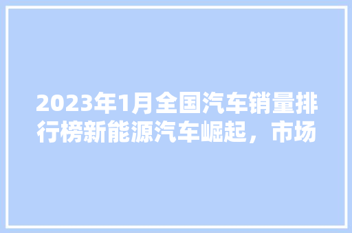 2023年1月全国汽车销量排行榜新能源汽车崛起，市场格局再塑