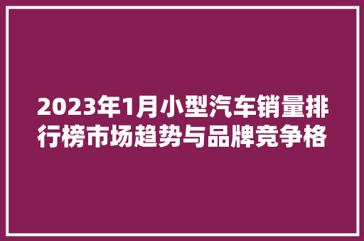 2023年1月小型汽车销量排行榜市场趋势与品牌竞争格局