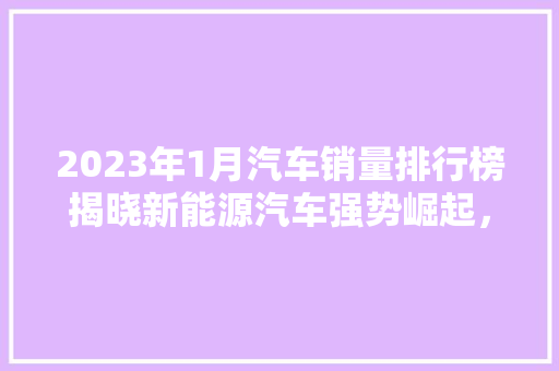2023年1月汽车销量排行榜揭晓新能源汽车强势崛起，合资品牌市场份额持续下滑