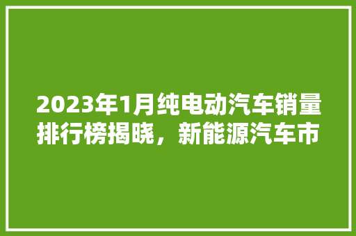 2023年1月纯电动汽车销量排行榜揭晓，新能源汽车市场再掀热潮