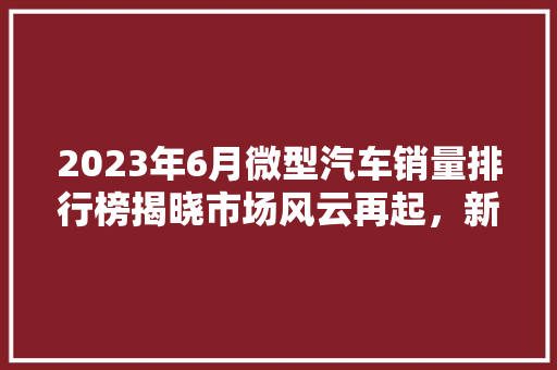 2023年6月微型汽车销量排行榜揭晓市场风云再起，新势力崛起