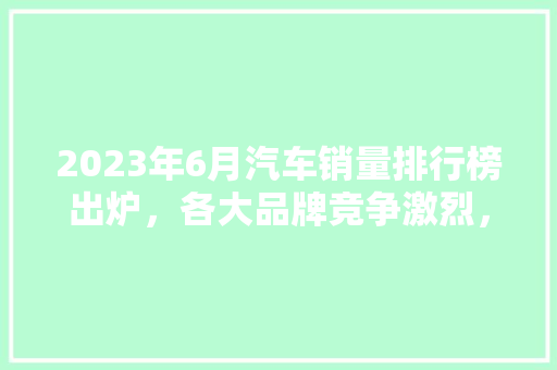 2023年6月汽车销量排行榜出炉，各大品牌竞争激烈，新能源汽车崛起