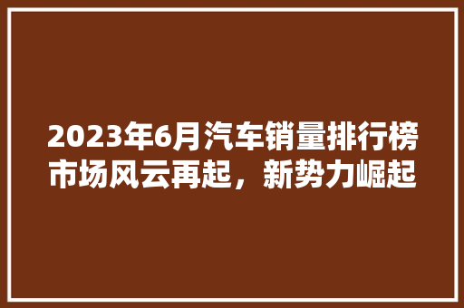 2023年6月汽车销量排行榜市场风云再起，新势力崛起  第1张