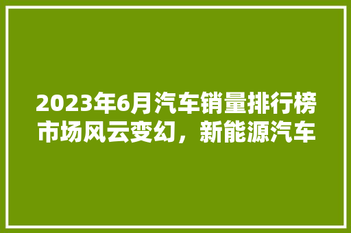 2023年6月汽车销量排行榜市场风云变幻，新能源汽车崛起  第1张