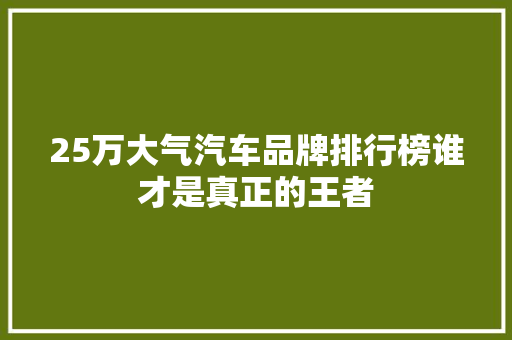 25万大气汽车品牌排行榜谁才是真正的王者