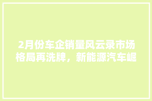 2月份车企销量风云录市场格局再洗牌，新能源汽车崛起成焦点