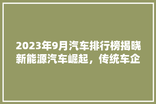 2023年9月汽车排行榜揭晓新能源汽车崛起，传统车企稳扎稳打
