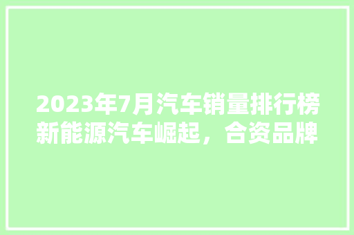 2023年7月汽车销量排行榜新能源汽车崛起，合资品牌压力倍增  第1张