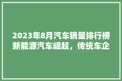 2023年8月汽车销量排行榜新能源汽车崛起，传统车企面临挑战