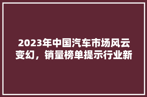 2023年中国汽车市场风云变幻，销量榜单提示行业新趋势  第1张