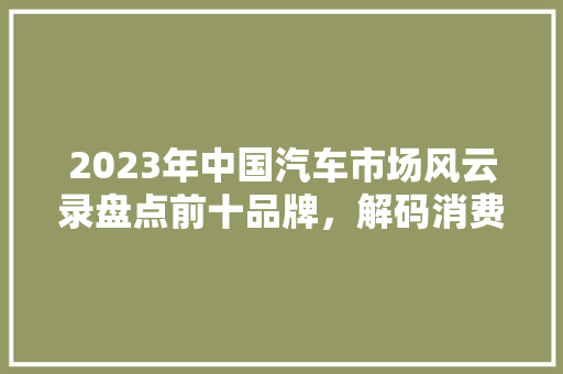 2023年中国汽车市场风云录盘点前十品牌，解码消费趋势  第1张