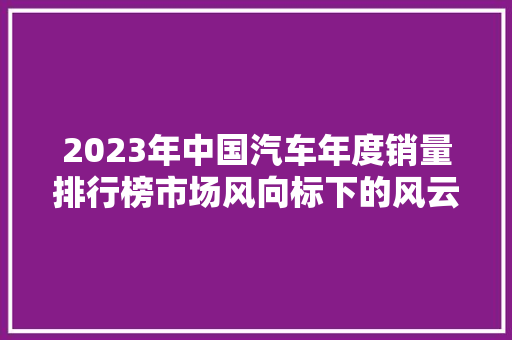 2023年中国汽车年度销量排行榜市场风向标下的风云变幻  第1张