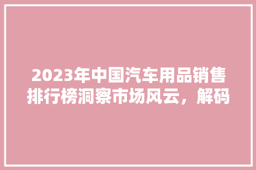 2023年中国汽车用品销售排行榜洞察市场风云，解码行业趋势