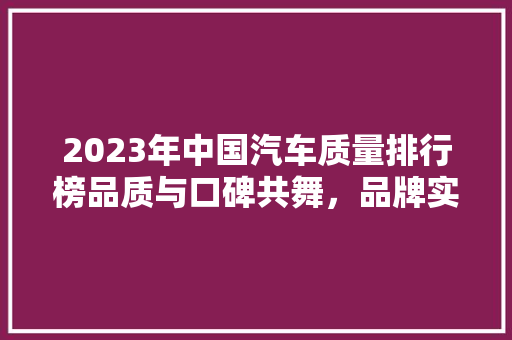 2023年中国汽车质量排行榜品质与口碑共舞，品牌实力再升级  第1张