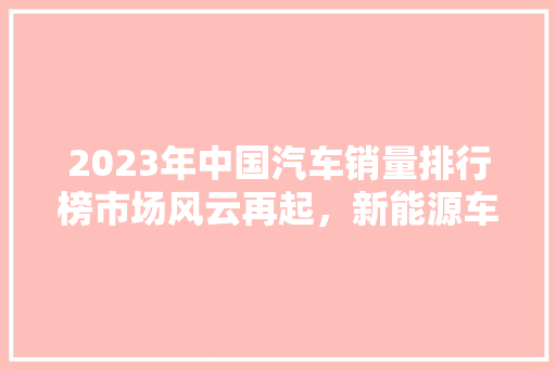 2023年中国汽车销量排行榜市场风云再起，新能源车崭露头角  第1张