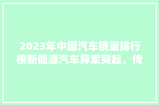2023年中国汽车销量排行榜新能源汽车异军突起，传统车企面临挑战  第1张