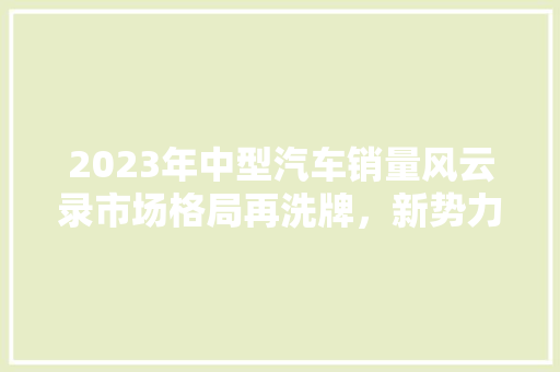 2023年中型汽车销量风云录市场格局再洗牌，新势力崛起成新看点