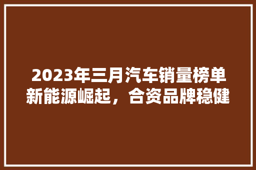2023年三月汽车销量榜单新能源崛起，合资品牌稳健，中国品牌再发力  第1张