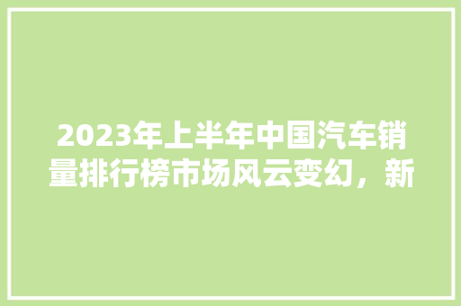 2023年上半年中国汽车销量排行榜市场风云变幻，新势力崛起