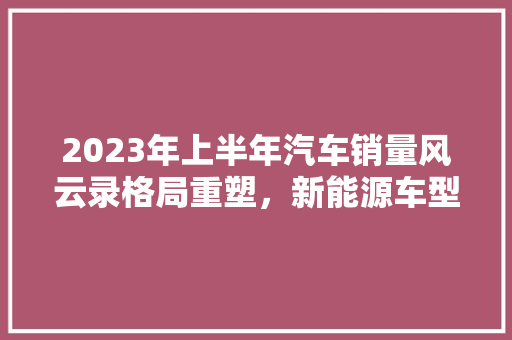 2023年上半年汽车销量风云录格局重塑，新能源车型崛起  第1张