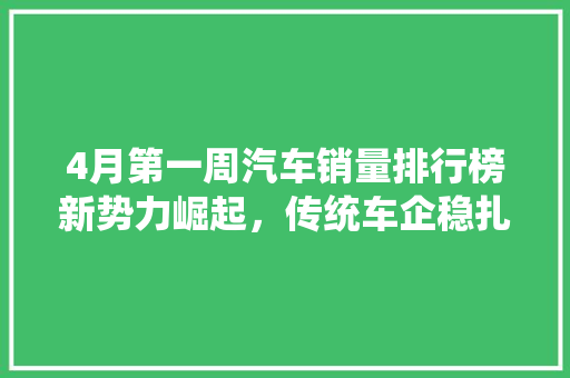 4月第一周汽车销量排行榜新势力崛起，传统车企稳扎稳打