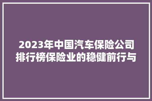 2023年中国汽车保险公司排行榜保险业的稳健前行与创新发展  第1张