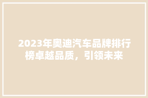 2023年奥迪汽车品牌排行榜卓越品质，引领未来  第1张