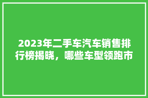 2023年二手车汽车销售排行榜揭晓，哪些车型领跑市场