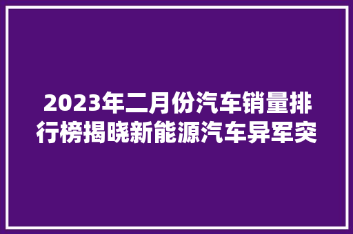 2023年二月份汽车销量排行榜揭晓新能源汽车异军突起，传统车企面临挑战  第1张