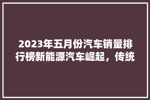 2023年五月份汽车销量排行榜新能源汽车崛起，传统车企加速转型  第1张