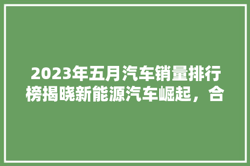 2023年五月汽车销量排行榜揭晓新能源汽车崛起，合资品牌稳居前列  第1张