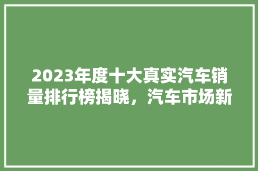 2023年度十大真实汽车销量排行榜揭晓，汽车市场新风向  第1张