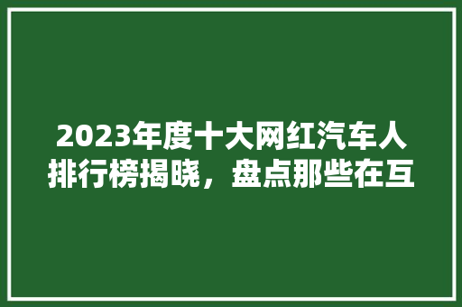 2023年度十大网红汽车人排行榜揭晓，盘点那些在互联网上风生水起的“钢铁侠”  第1张
