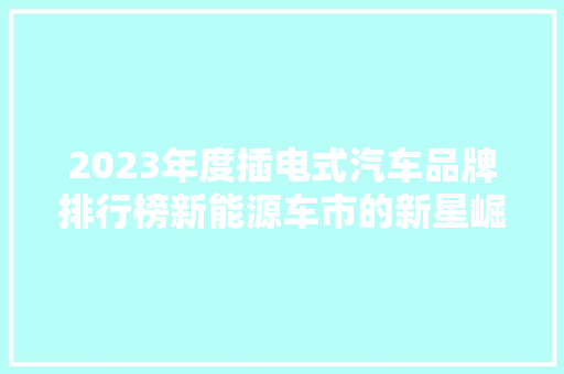 2023年度插电式汽车品牌排行榜新能源车市的新星崛起