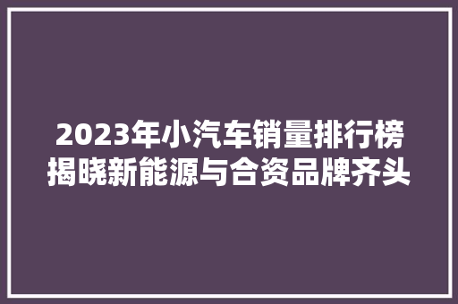 2023年小汽车销量排行榜揭晓新能源与合资品牌齐头并进  第1张