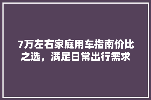 7万左右家庭用车指南价比之选，满足日常出行需求