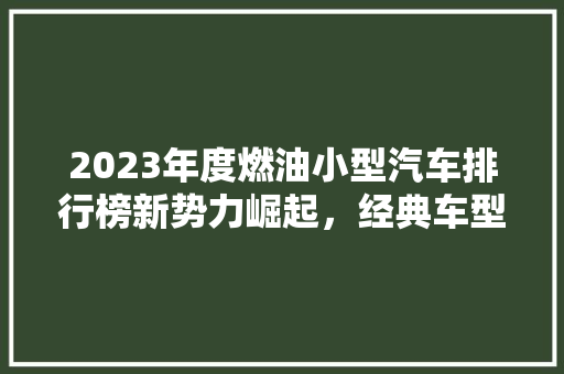 2023年度燃油小型汽车排行榜新势力崛起，经典车型再焕生机