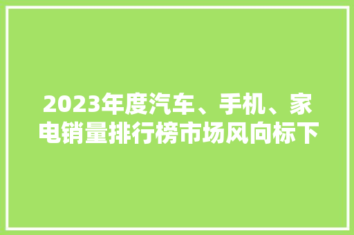 2023年度汽车、手机、家电销量排行榜市场风向标下的消费趋势  第1张