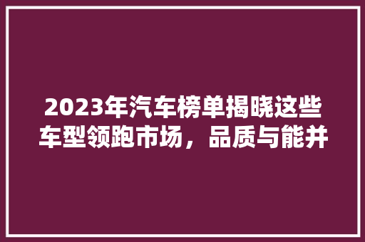 2023年汽车榜单揭晓这些车型领跑市场，品质与能并存  第1张