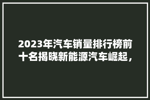 2023年汽车销量排行榜前十名揭晓新能源汽车崛起，传统车企稳扎稳打  第1张