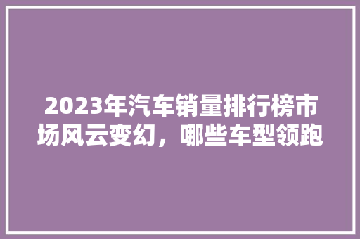 2023年汽车销量排行榜市场风云变幻，哪些车型领跑  第1张