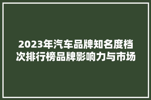 2023年汽车品牌知名度档次排行榜品牌影响力与市场竞争力共舞
