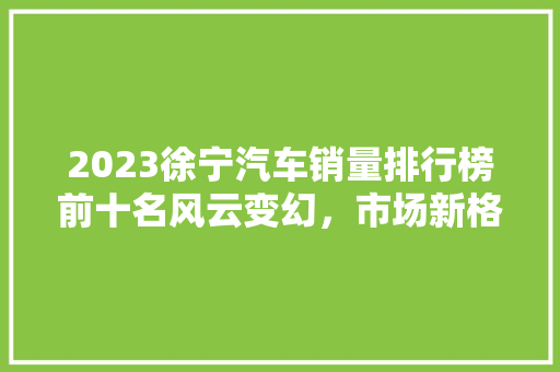 2023徐宁汽车销量排行榜前十名风云变幻，市场新格局  第1张