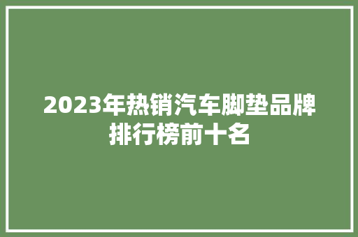 2023年热销汽车脚垫品牌排行榜前十名