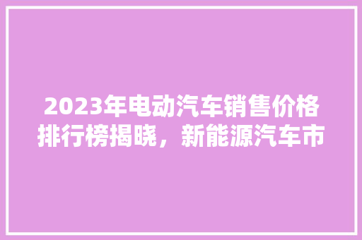 2023年电动汽车销售价格排行榜揭晓，新能源汽车市场迎来新格局  第1张