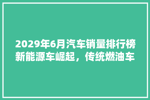 2029年6月汽车销量排行榜新能源车崛起，传统燃油车面临挑战  第1张