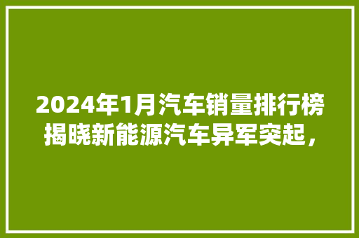 2024年1月汽车销量排行榜揭晓新能源汽车异军突起，传统车企面临挑战  第1张
