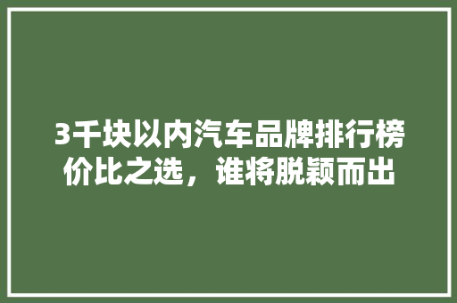 3千块以内汽车品牌排行榜价比之选，谁将脱颖而出