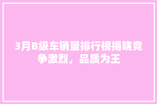 3月B级车销量排行榜揭晓竞争激烈，品质为王