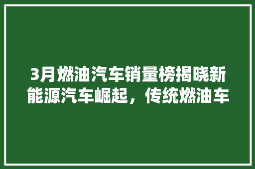3月燃油汽车销量榜揭晓新能源汽车崛起，传统燃油车市场格局生变
